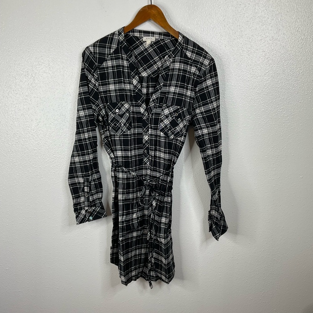 Soft Joie Black Plaid Shirt Dress‎ Size Medium